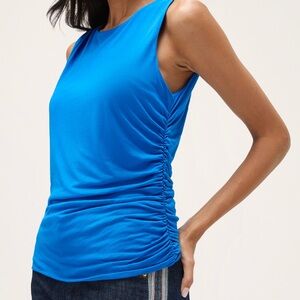 Rouched high neck tank top